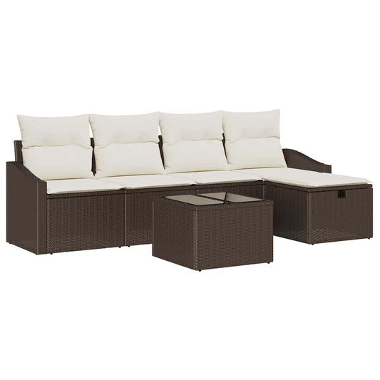 Garten-Sofa-Set 6 pcs Braun 55 x 55 x 37 cm Poly Rattan