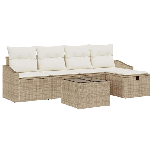 Garten-Sofa-Set 6 pcs Beige 55 x 55 x 37 cm Poly Rattan