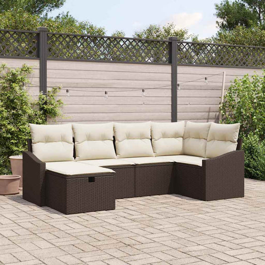 Garten-Sofa-Set 6 pcs Braun 55 x 62 x 69 cm Poly Rattan