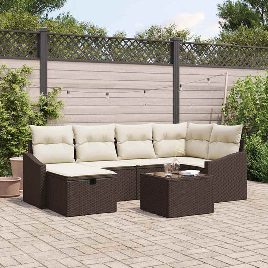 Garten-Sofa-Set 7 pcs Braun 55 x 62 x 69 cm Poly Rattan