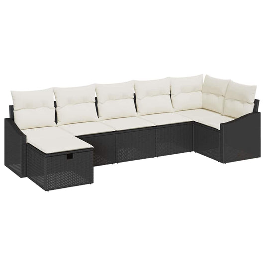 Garten-Sofa-Set 7 pcs Schwarz 55 x 62 x 69 cm Poly Rattan