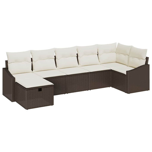 Garten-Sofa-Set 7 pcs Braun 55 x 62 x 69 cm Poly Rattan