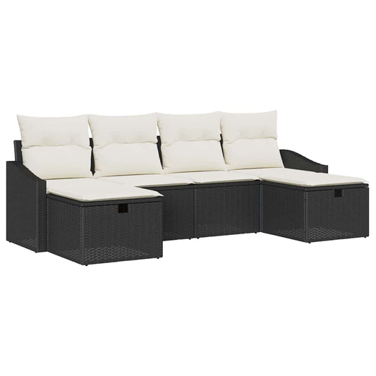 Garten-Sofa-Set 6 pcs Schwarz 55 x 62 x 69 cm Poly Rattan