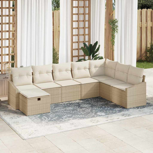 Garten-Sofa-Set 8 pcs Beige 55 x 62 x 69 cm Poly Rattan