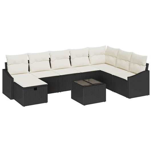 Garten-Sofa-Set 9 pcs Schwarz 55 x 62 x 69 cm Poly Rattan