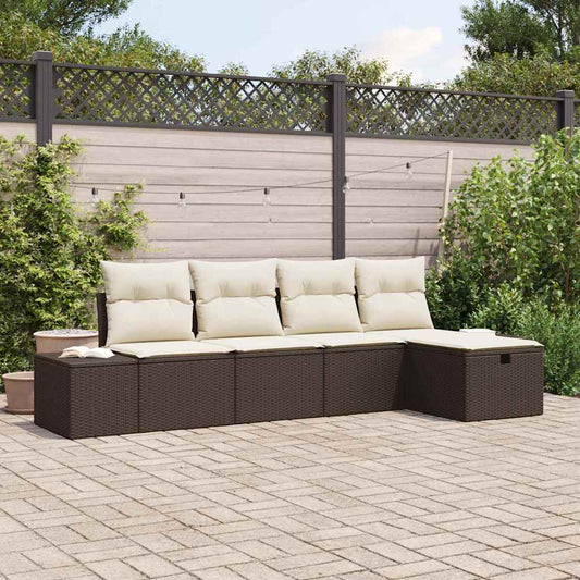 Garten-Sofa-Set 5 pcs Braun 55 x 62 x 69 cm Poly Rattan