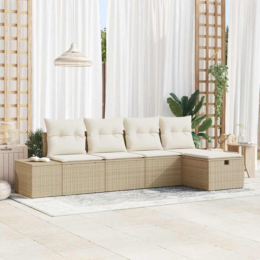 Garten-Sofa-Set 5 pcs Beige 55 x 62 x 69 cm Poly Rattan