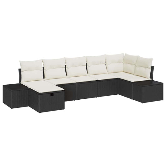 Garten-Sofa-Set 7 pcs Schwarz 55 x 62 x 69 cm Poly Rattan