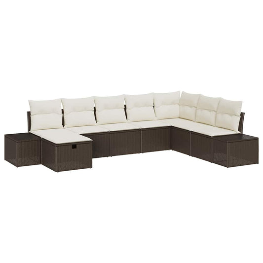 Garten-Sofa-Set mit Kissen 8 pcs Braun Poly Rattan