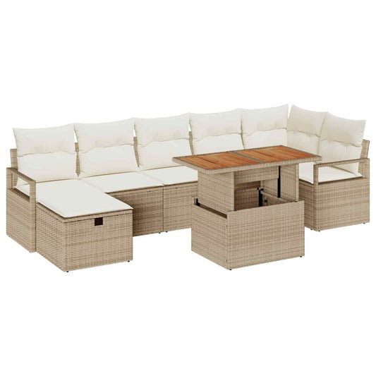 Garten-Sofa-Set 8 pcs Beige Poly-Rattan