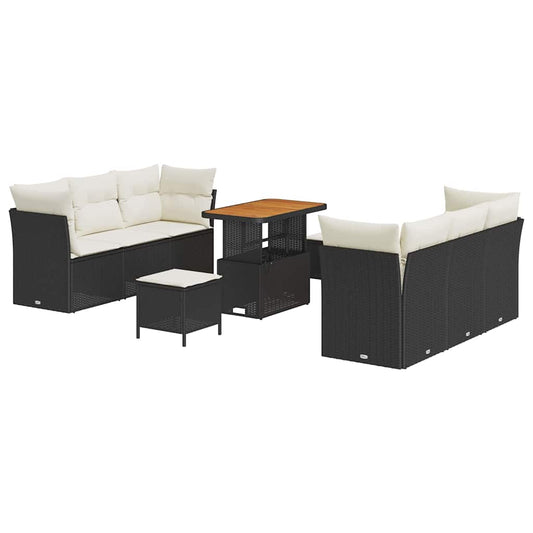 Garten-Sofa-Set 9 pcs Schwarz Poly-Rattan