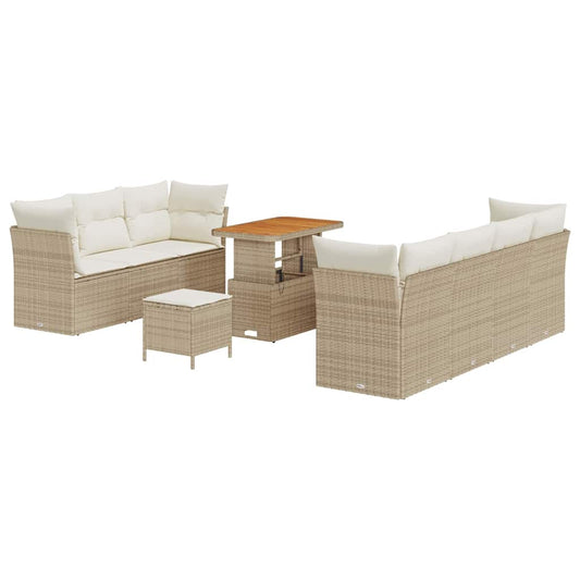 Garten-Sofa-Set 10 pcs Beige Poly-Rattan