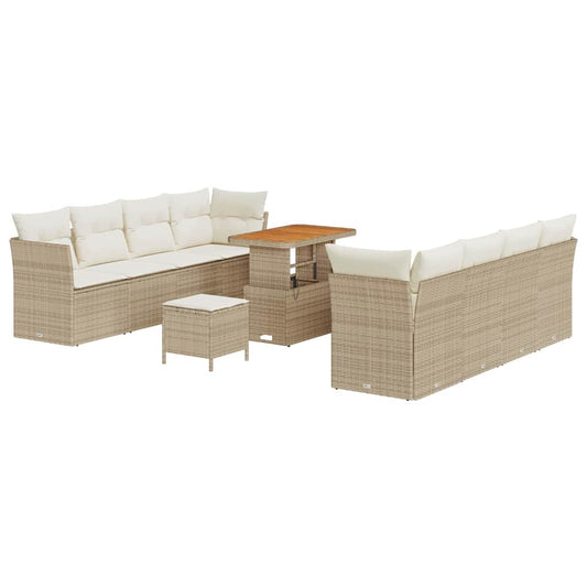 Garten-Sofa-Set 11 pcs Beige Poly-Rattan