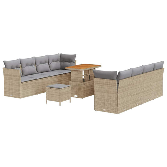 Garten-Sofa-Set 11 pcs Beige Poly-Rattan