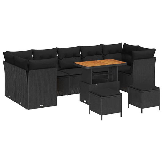 Garten-Sofa-Set 10 pcs Schwarz Poly-Rattan