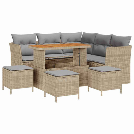 Garten-Sofa-Set 9 pcs Beige Poly-Rattan