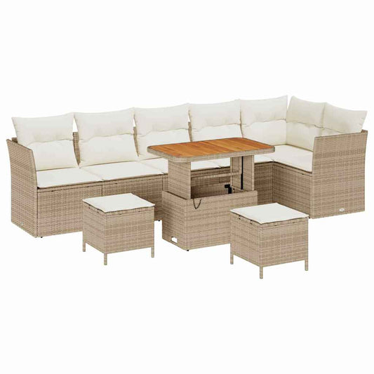 Garten-Sofa-Set 9 pcs Beige Poly-Rattan