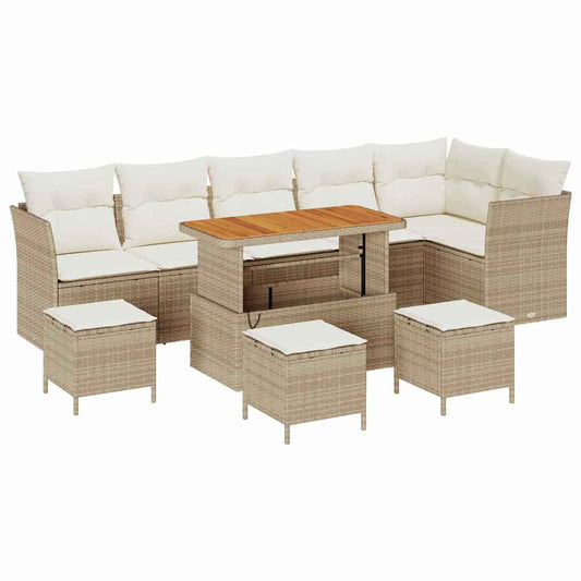 Garten-Sofa-Set 10 pcs Beige Poly-Rattan