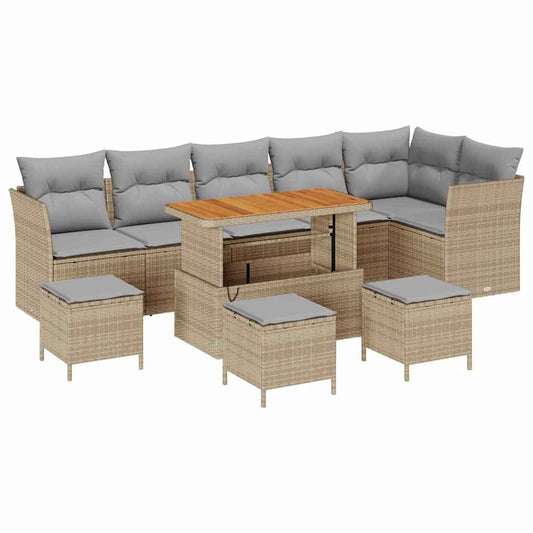 Garten-Sofa-Set 10 pcs Beige Poly-Rattan