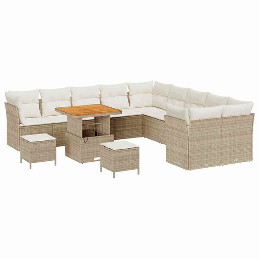 Garten-Sofa-Set 13 pcs Beige Poly-Rattan