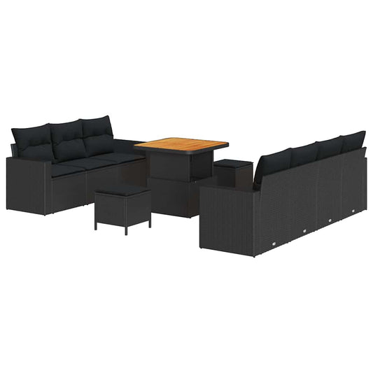 Garten-Sofa-Set 10 pcs Schwarz Poly-Rattan