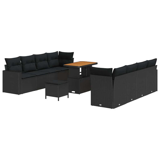 Garten-Sofa-Set 11 pcs Schwarz Poly-Rattan