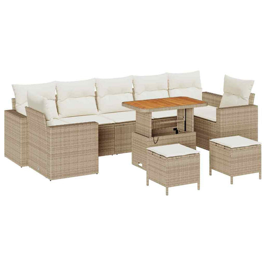Garten-Sofa-Set 10 pcs Beige Poly-Rattan