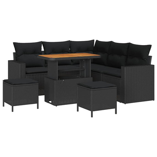 Garten-Sofa-Set 8 pcs Schwarz Poly-Rattan