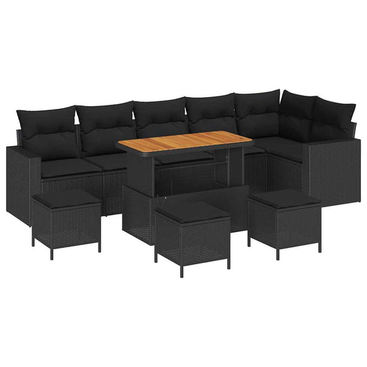 Garten-Sofa-Set 10 pcs Schwarz Poly-Rattan