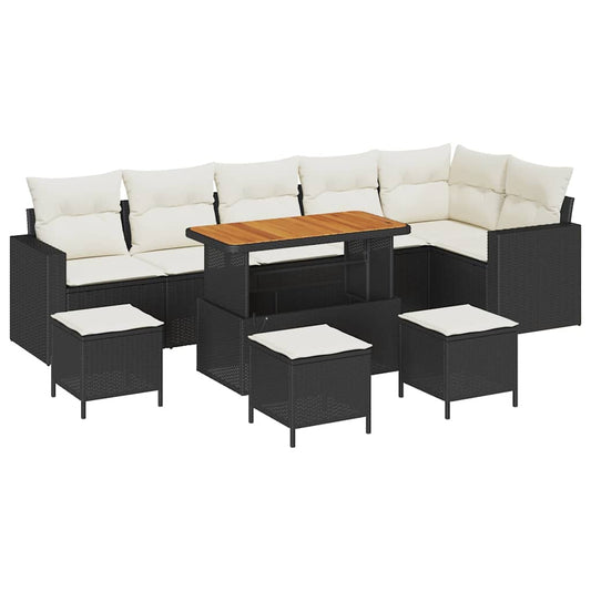 Garten-Sofa-Set 10 pcs Schwarz Poly-Rattan