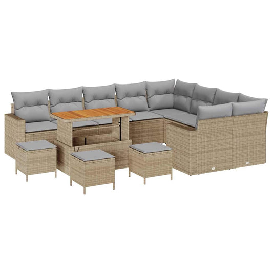 Garten-Sofa-Set 13 pcs Beige Poly-Rattan