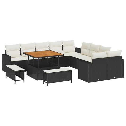 Garten-Sofa-Set 13 pcs Schwarz Poly-Rattan