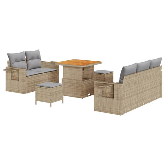 Garten-Sofa-Set 8 pcs Beige Poly-Rattan