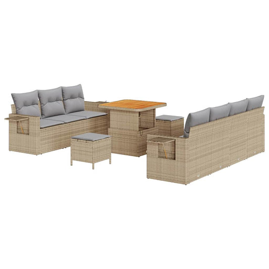 Garten-Sofa-Set 10 pcs Beige Poly-Rattan