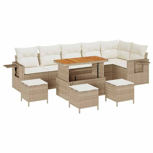 Garten-Sofa-Set 10 pcs Beige Poly-Rattan