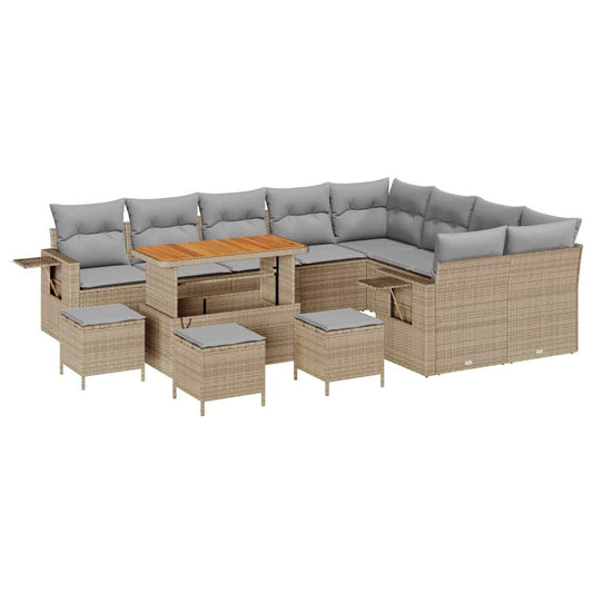 Garten-Sofa-Set 13 pcs Beige Poly-Rattan