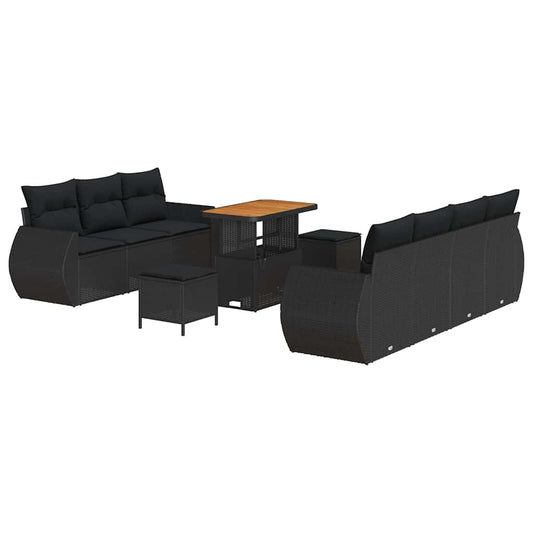 Garten-Sofa-Set 10 pcs Schwarz Poly-Rattan