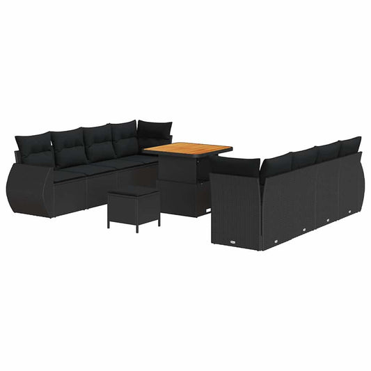 Garten-Sofa-Set 11 pcs Schwarz Poly-Rattan