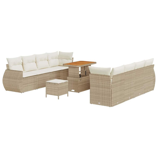 Garten-Sofa-Set 11 pcs Beige Poly-Rattan