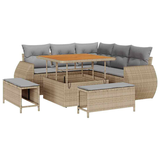 Garten-Sofa-Set 8 pcs Beige Poly-Rattan