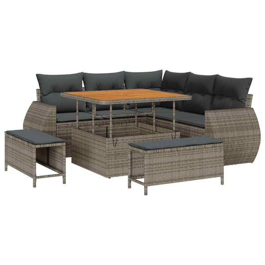 Garten-Sofa-Set 8 pcs Grau Poly-Rattan