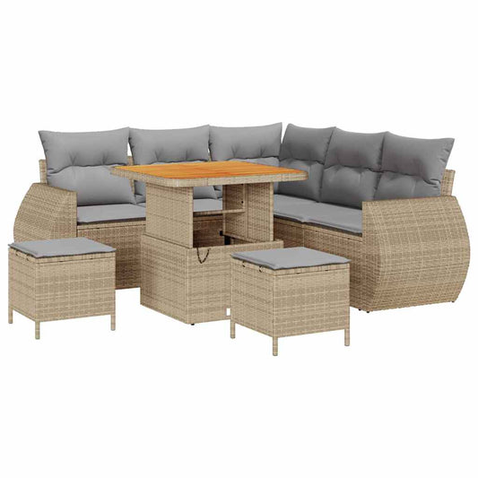 Garten-Sofa-Set 8 pcs Beige Poly-Rattan