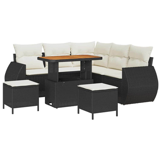 Garten-Sofa-Set 8 pcs Schwarz Poly-Rattan