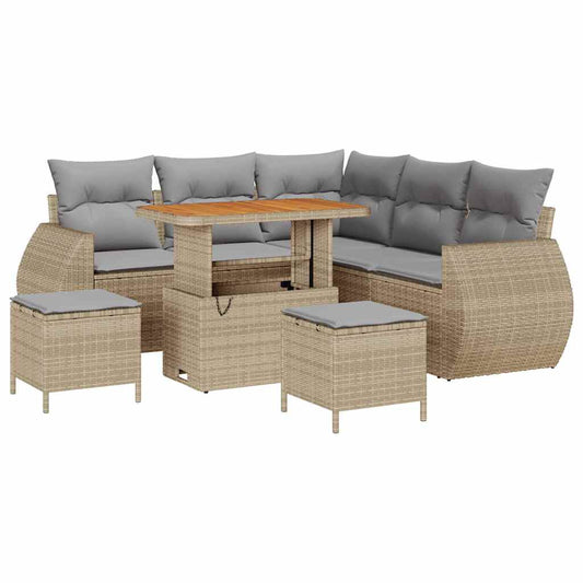 Garten-Sofa-Set 8 pcs Beige Poly-Rattan