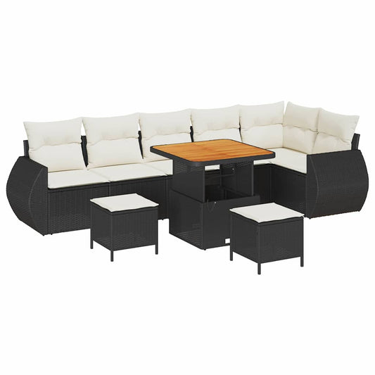 Garten-Sofa-Set 9 pcs Schwarz Poly-Rattan