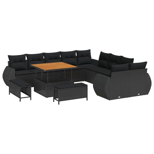 Garten-Sofa-Set 13 pcs Schwarz Poly-Rattan