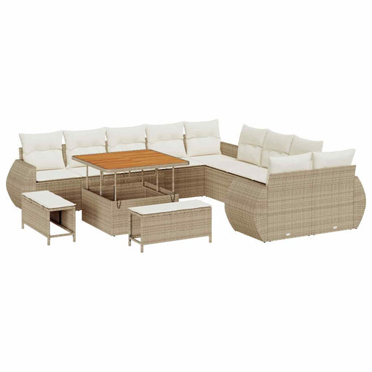Garten-Sofa-Set 13 pcs Beige Poly-Rattan