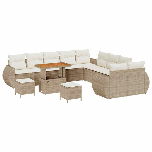 Garten-Sofa-Set 13 pcs Beige Poly-Rattan