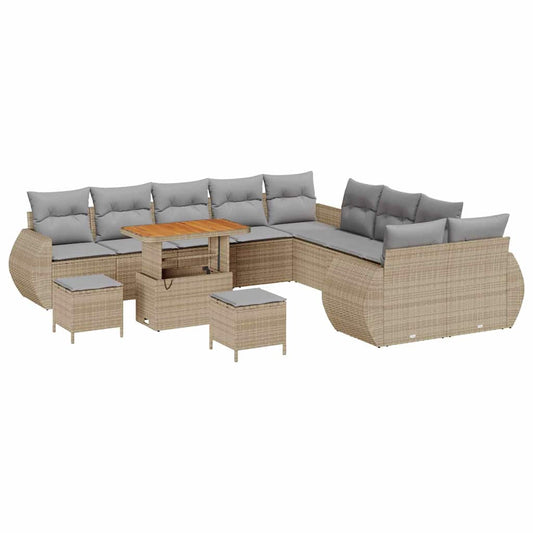 Garten-Sofa-Set 13 pcs Beige Poly-Rattan