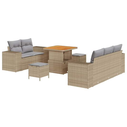 Garten-Sofa-Set 8 pcs Beige Poly-Rattan